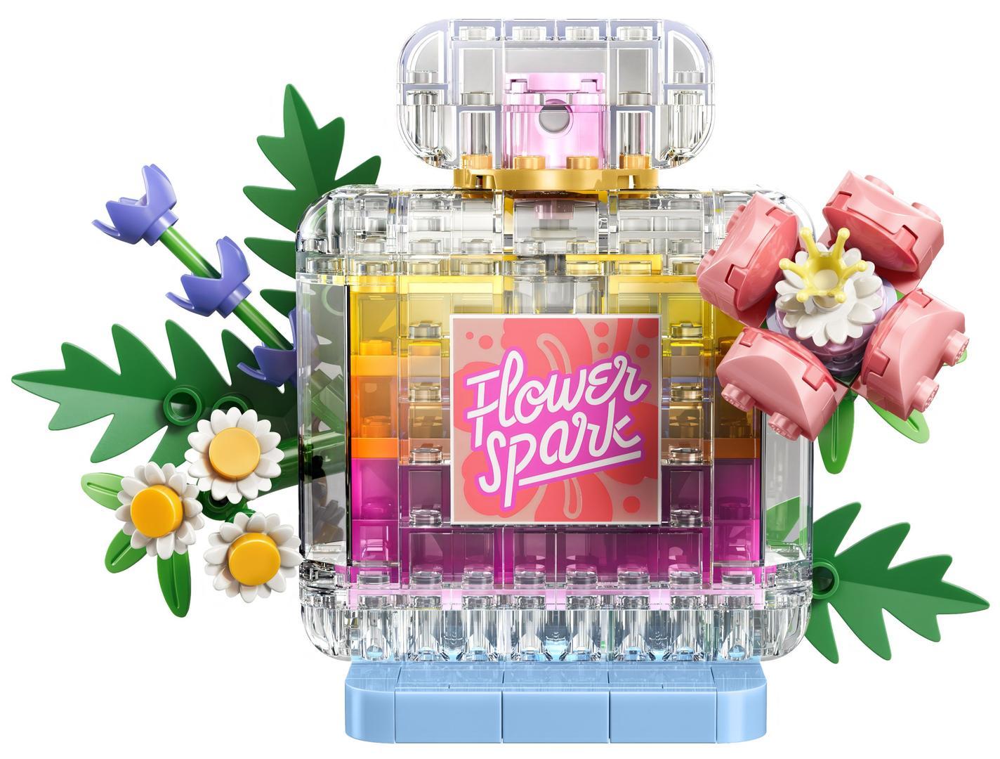 Flakon perfum z kwiatową ozdobą