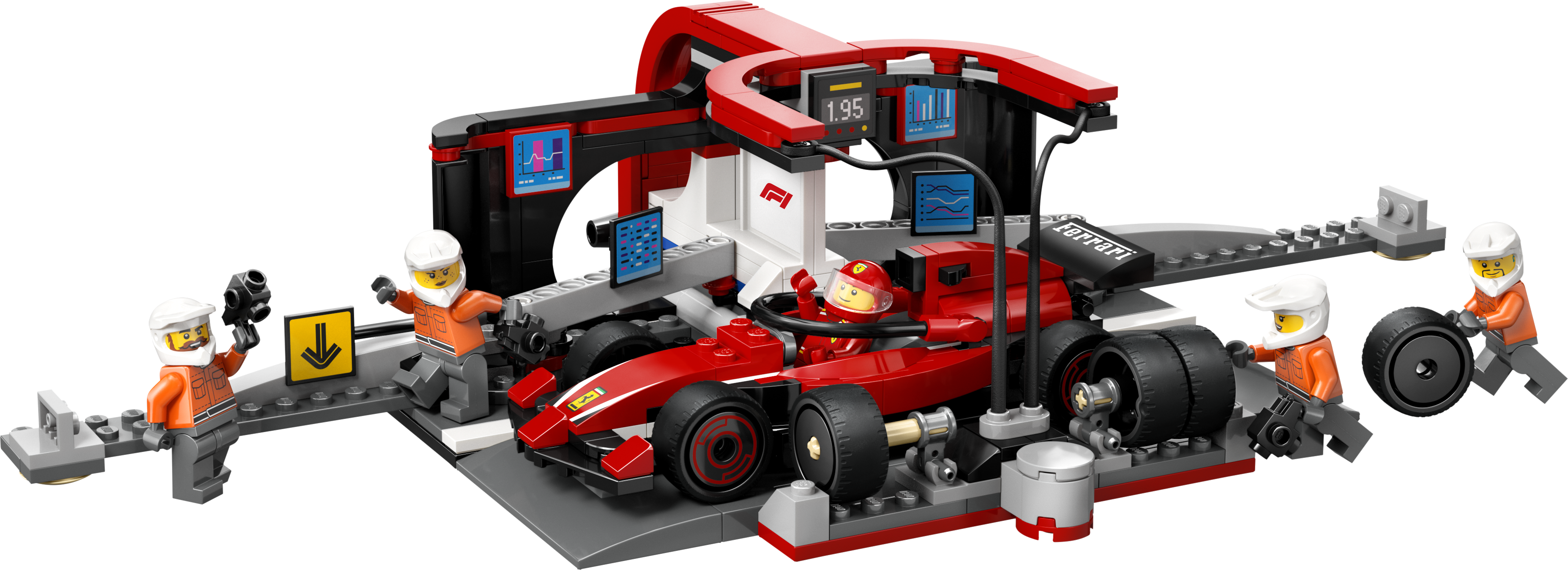 F1 Pit stop i mechanicy z bolidem Ferrari